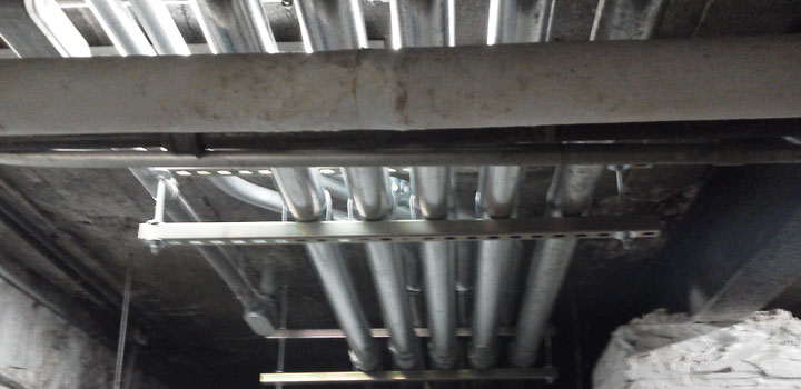 Complex multi-tiered conduit installation with offsets